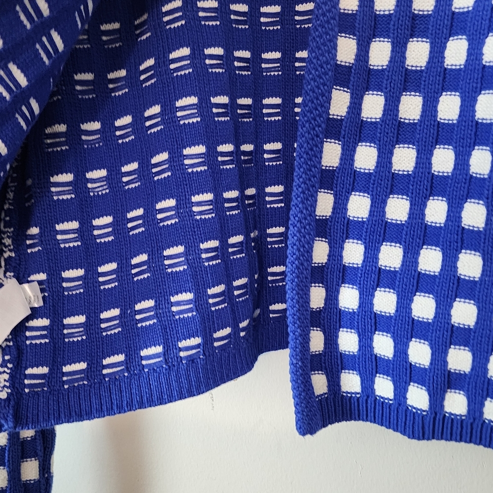 Ann Taylor Royal Blue and White Checkered Knit Cardigan - Picture 6 of 9